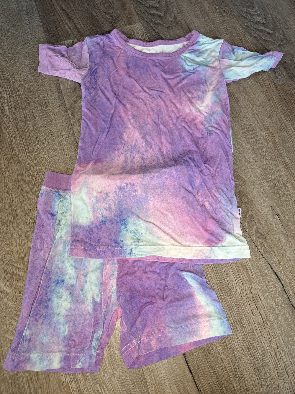 Little Sleepies Kids Tie-Dye Short Pajama Set - Purple Pink Blend
